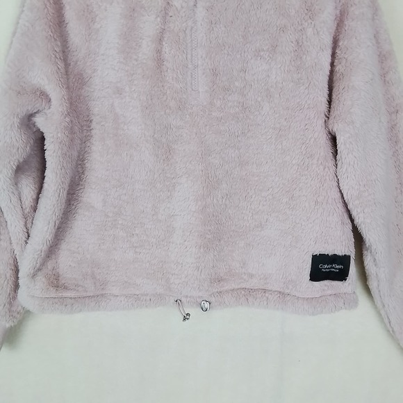 Calvin Klein Half Zip Sherpa Pullover Size Large in Pink - Picture 5 of 13
